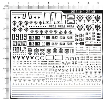 2521-@516  HG ZEON 吉翁自护吉恩扎古大魔老虎gd金属贴纸