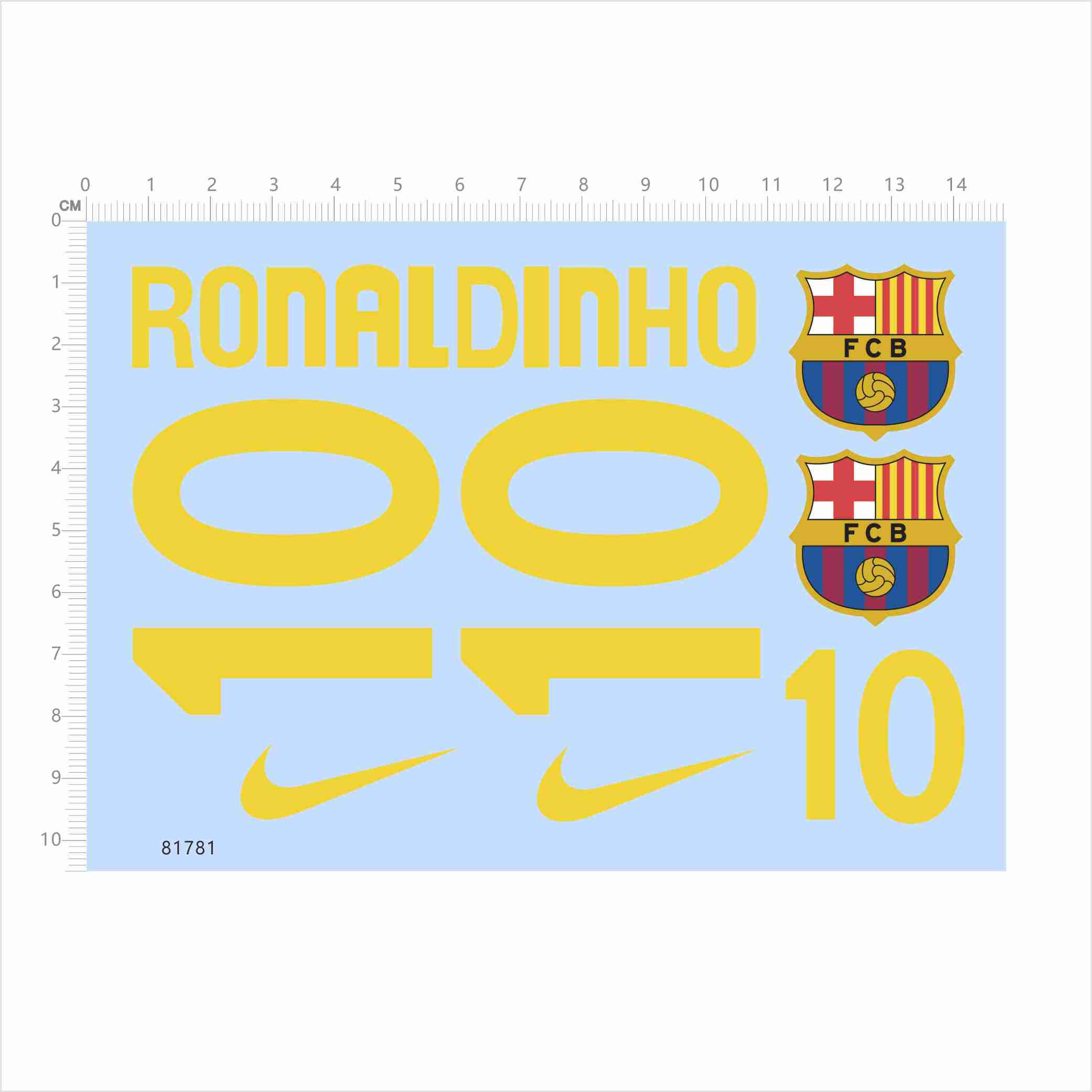 81781模型水贴10号球衣fcb篮球nba可撕膜不干胶ronaldinho 2404