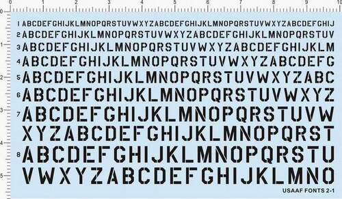 USSAAF FONTS 2-1-A5609/10美国美军英文字母水贴纸1