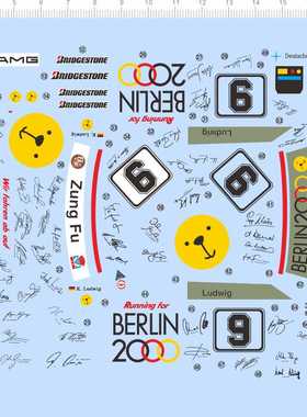 69852 整版胶1/24 Mercedes Benz 190E Berlin赛车amg标签水贴纸