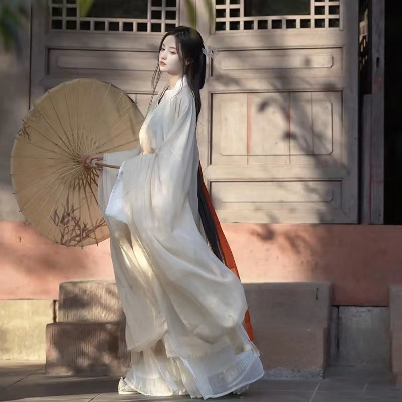 浅色系仙气汉服女魏晋风广袖流仙裙交领古装仙气飘逸古风连衣裙