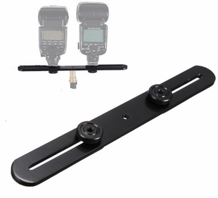 横杆一字手机双机位支架 金属外接闪光灯双头支架托架 补光灯架