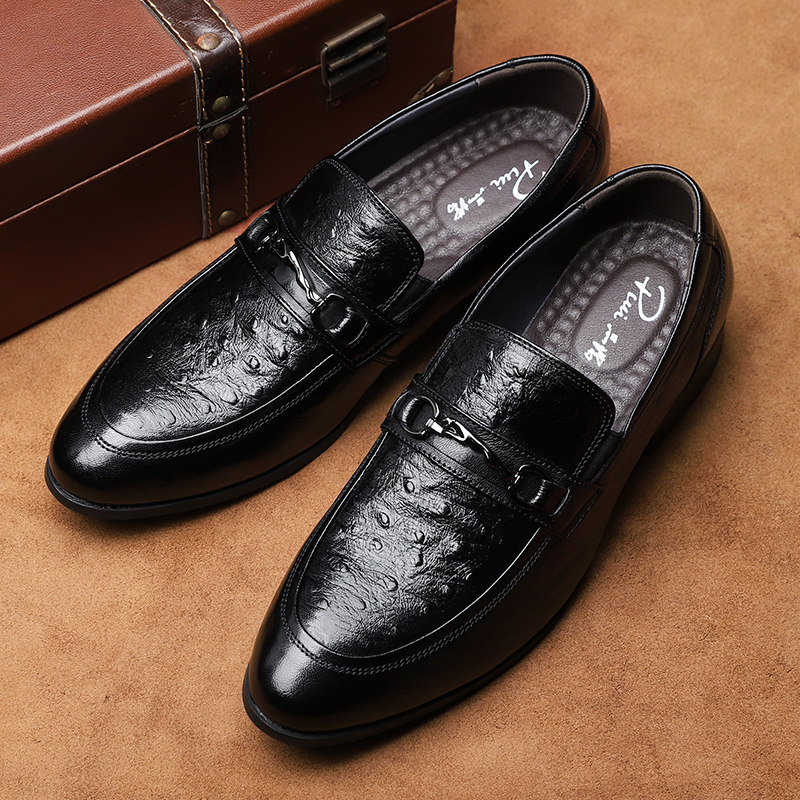 真皮羊皮纹路设计山羊皮正装皮鞋透气软面硬底四季单鞋休闲皮鞋男