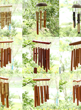 创意特色竹制风铃挂饰 竹铃铛 装饰风水礼品 竹筒风铃 代发
