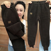 高腰百搭休闲裤 加绒加厚卫裤 宽松时尚 显瘦羊羔绒哈伦裤 女冬季 新款