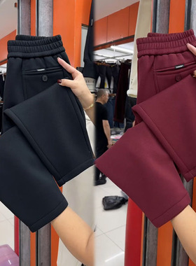 冬季加绒加厚休闲裤女高腰显瘦保暖哈伦裤宽松时尚百搭小脚直筒裤