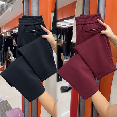 松紧腰百搭九分裤加绒保暖