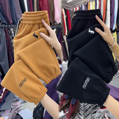 保暖休闲裤 加绒加厚卫裤 宽松刺绣哈伦裤 百搭显瘦运动裤 女冬季 新款