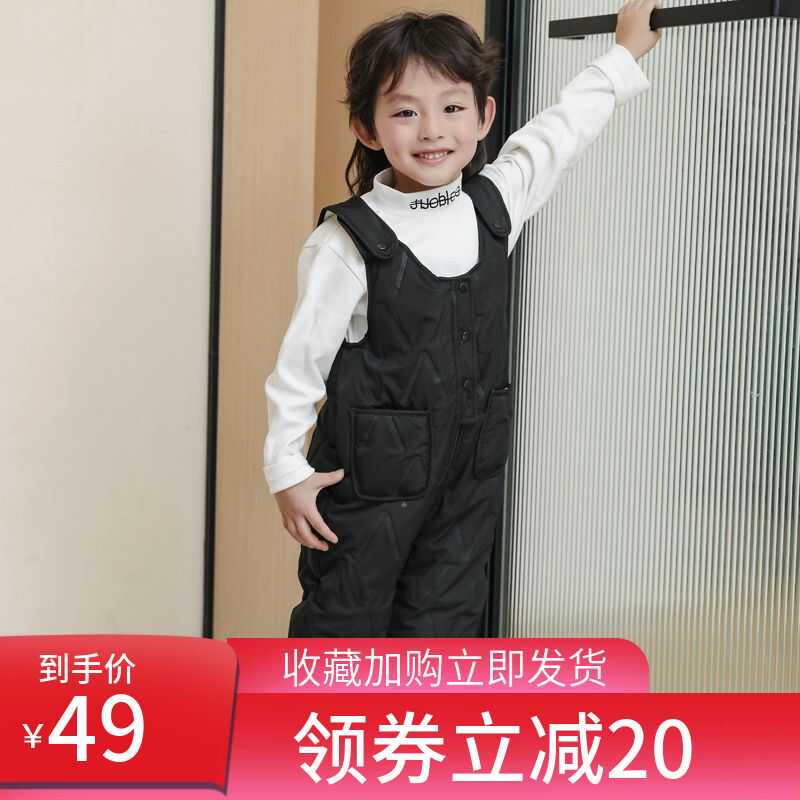 秋季婴幼儿背带裤宝宝冬季加厚加棉加绒可开档1到3岁男孩外穿棉裤