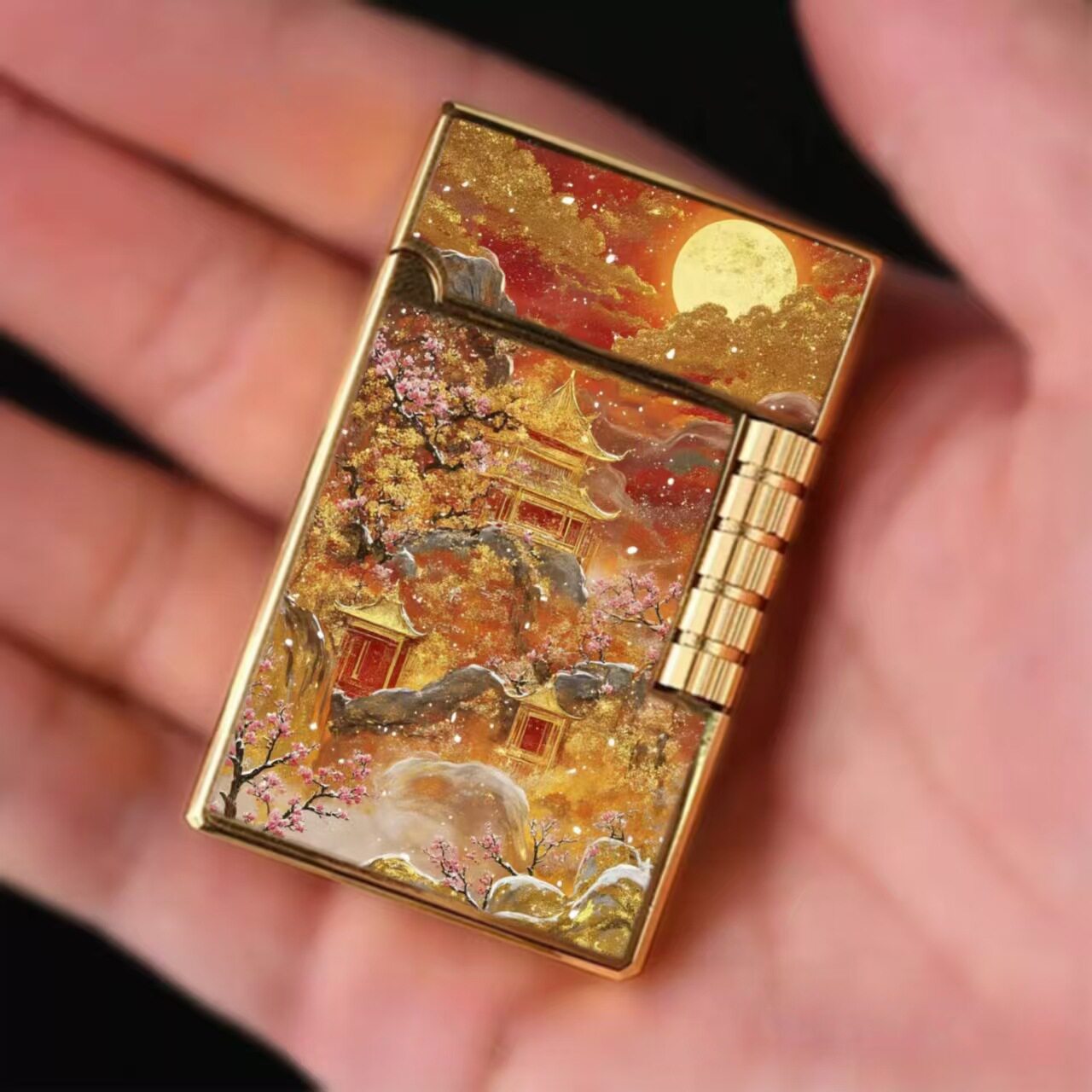 新品国风收藏创意金色鎏金工艺朗声打火机创意金属外壳朗声火机男