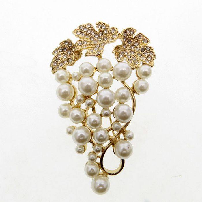 欧美other/其他 镶钻葡萄水钻花朵大珍珠 胸针胸花服装配饰新款