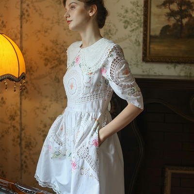 脸儿艺甜美法式公主裙手工绣花