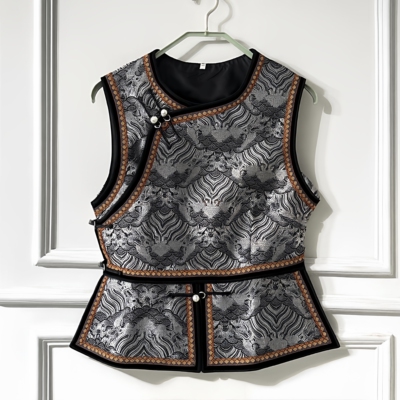 蒙古族无袖修身马甲女新款