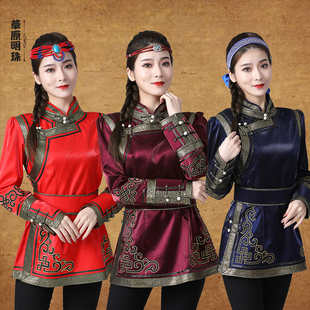 秋冬高端蒙古服装女民族风歌手舞台表演服饰新款日常蒙古袍生活装