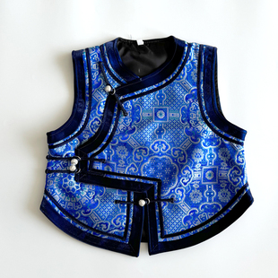 春秋男孩蒙古族马甲演出服民族风女孩马夹短款坎肩蒙族日常装新款