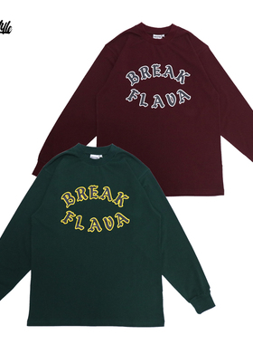 SOULSTYLE原创BREAK FLAVA嘻哈少儿街舞纯棉小领口宽松长袖T恤