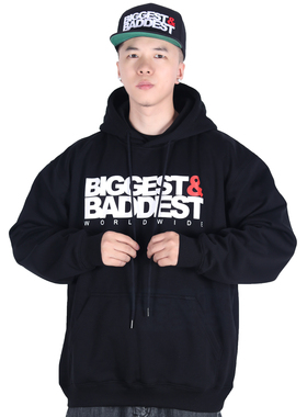 FBS X BIGGEST BADDEST联名美式嘻哈街舞宽松经典款加绒连帽卫衣