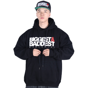 款 BIGGEST 嘻哈街舞宽松经典 加绒连帽卫衣 BADDEST联名美式 FBS