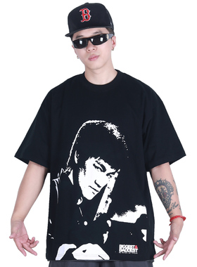 FBS X BIGGEST BADDEST致敬李小龙联名款街舞小领口宽松短袖T恤