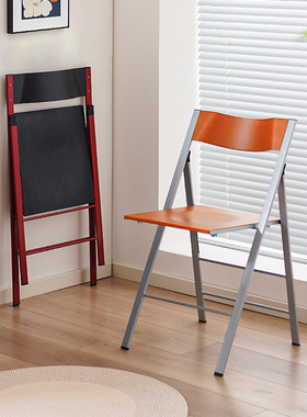 复古实木折叠椅凳子家用小户型餐椅办公电脑会议椅便携折椅靠背椅