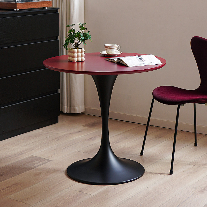 北欧多巴胺郁金香圆桌小户型家用彩色小圆桌奶茶店休闲洽谈咖啡桌