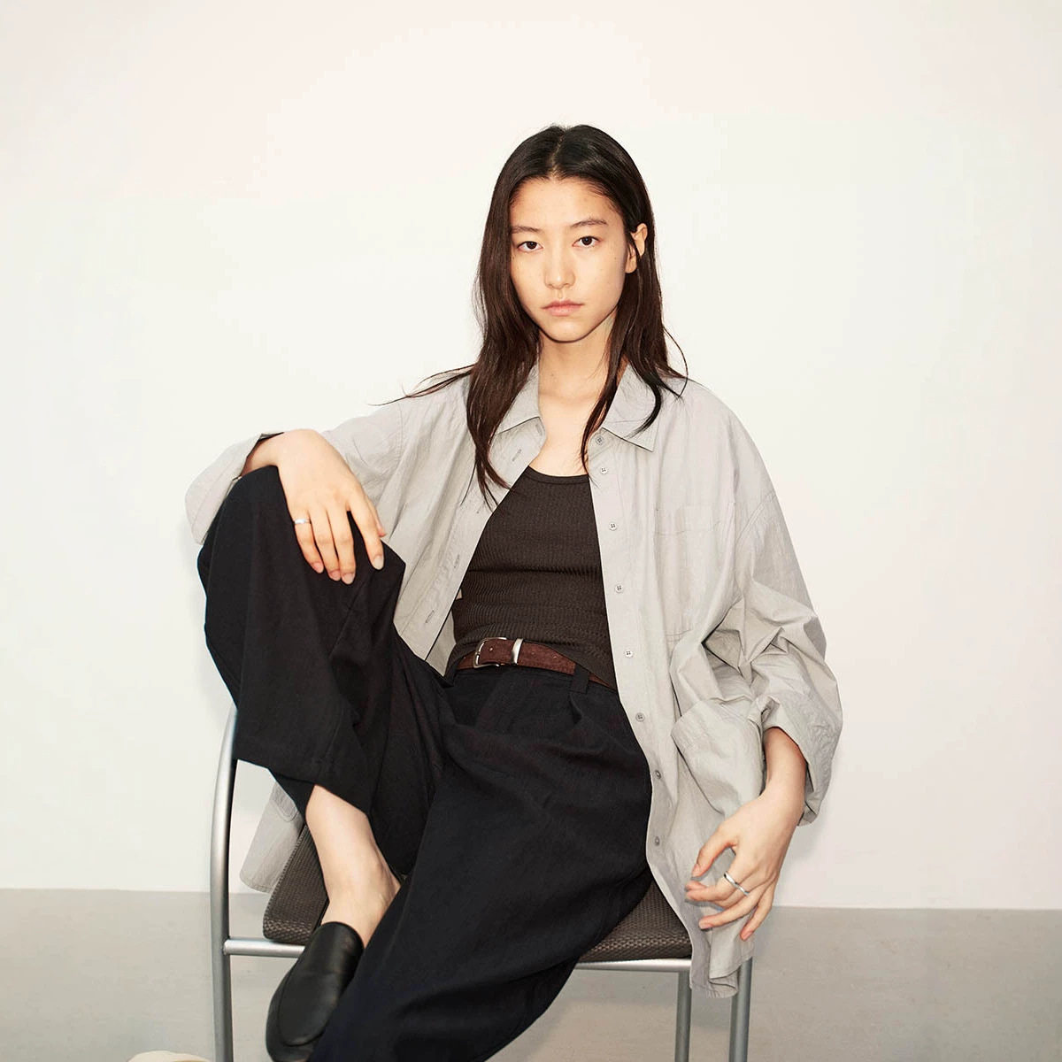 纯棉工装宽松长袖衬衫女秋新款