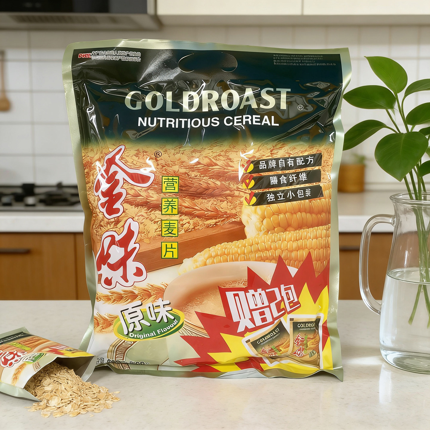 金味营养麦片660g原味咸味果蔬冲饮食品粗粮谷类膳食纤维植物蛋白