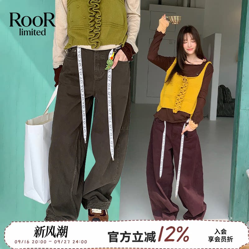 蕾丝腰带阔腿牛仔裤女26秋新款