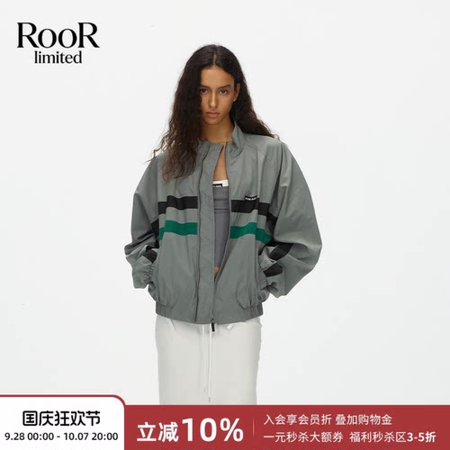 夏季休闲撞色立领宽松短夹克女