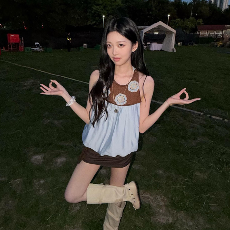 【恩恩同款】Palavas海雾风影上衣花朵刺绣背心女26夏季新款