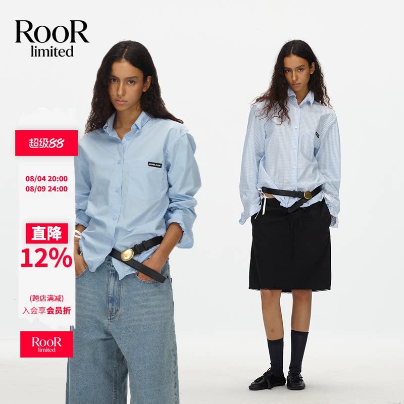 ECHOADE鱼骨翻领长袖衬衫女夏季