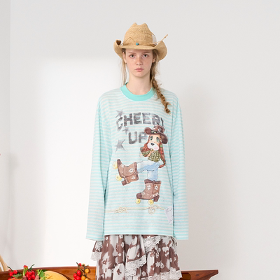 CHEERiUPi比格犬条纹长袖T恤