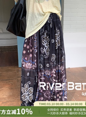 YANAG拇指姑娘的异域图腾印花长款半身裙25秋新款