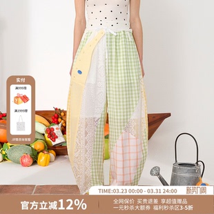 女26新款 CHEERi UPi休闲宽松香蕉造型拼接长裤