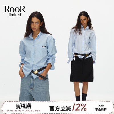 ECHOADE鱼骨翻领长袖衬衫女夏季