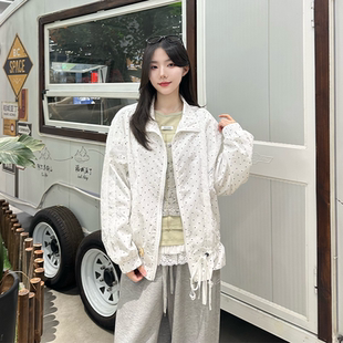 丿未PUREVENUS休闲拼蕾丝波点运动外套女26春夏新款