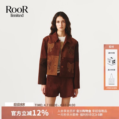 FORDARE福蝶蝴蝶结烫钉环保皮草夹克短裤套装26春夏新款