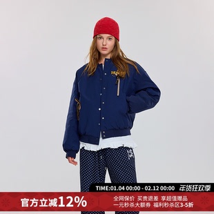 OooFYang宽松短款见钱眼开棉服夹克外套女25秋冬新款