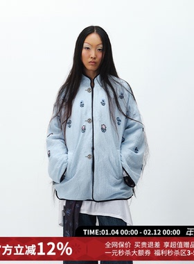 square circle方圆新中式手工盘扣钉珠立领羽绒服新款