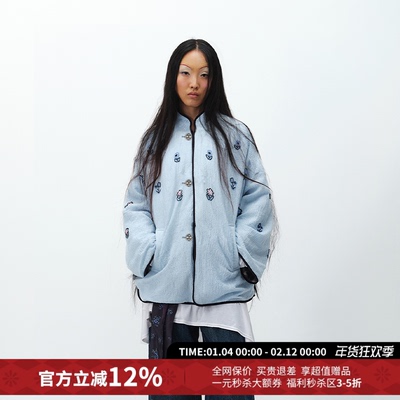 square circle方圆新中式手工盘扣钉珠立领羽绒服新款