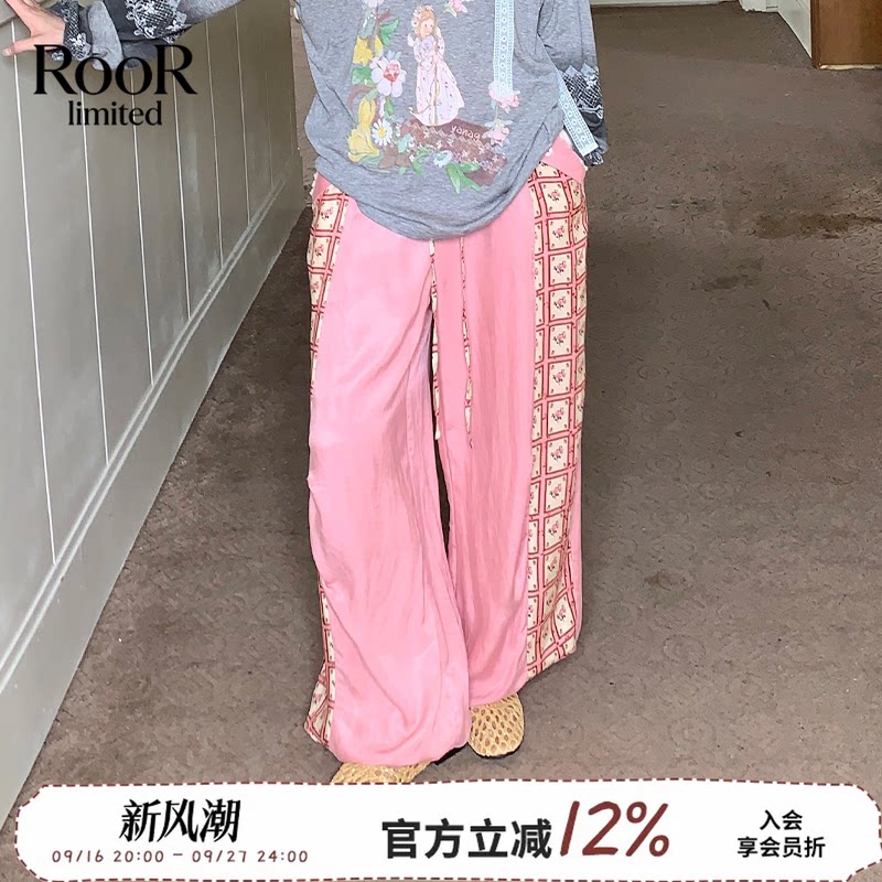 早秋亚麻蕾丝拼接灯笼长裤女