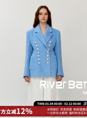 【3折现货】ROMANCHIC气质优雅双排扣收腰西装夹克外套