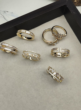 戒指可莱玛母贝珍珠闪钻可调节