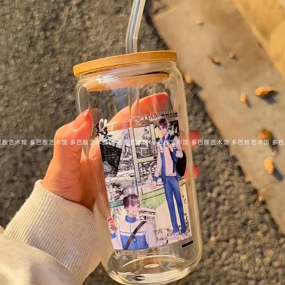 某某同人玻璃杯痛杯高颜值高硼硅玻璃耐冷耐热杯牛奶果汁学生礼物