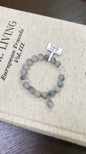 165卡9 蓝兔毛白幽灵水晶手串