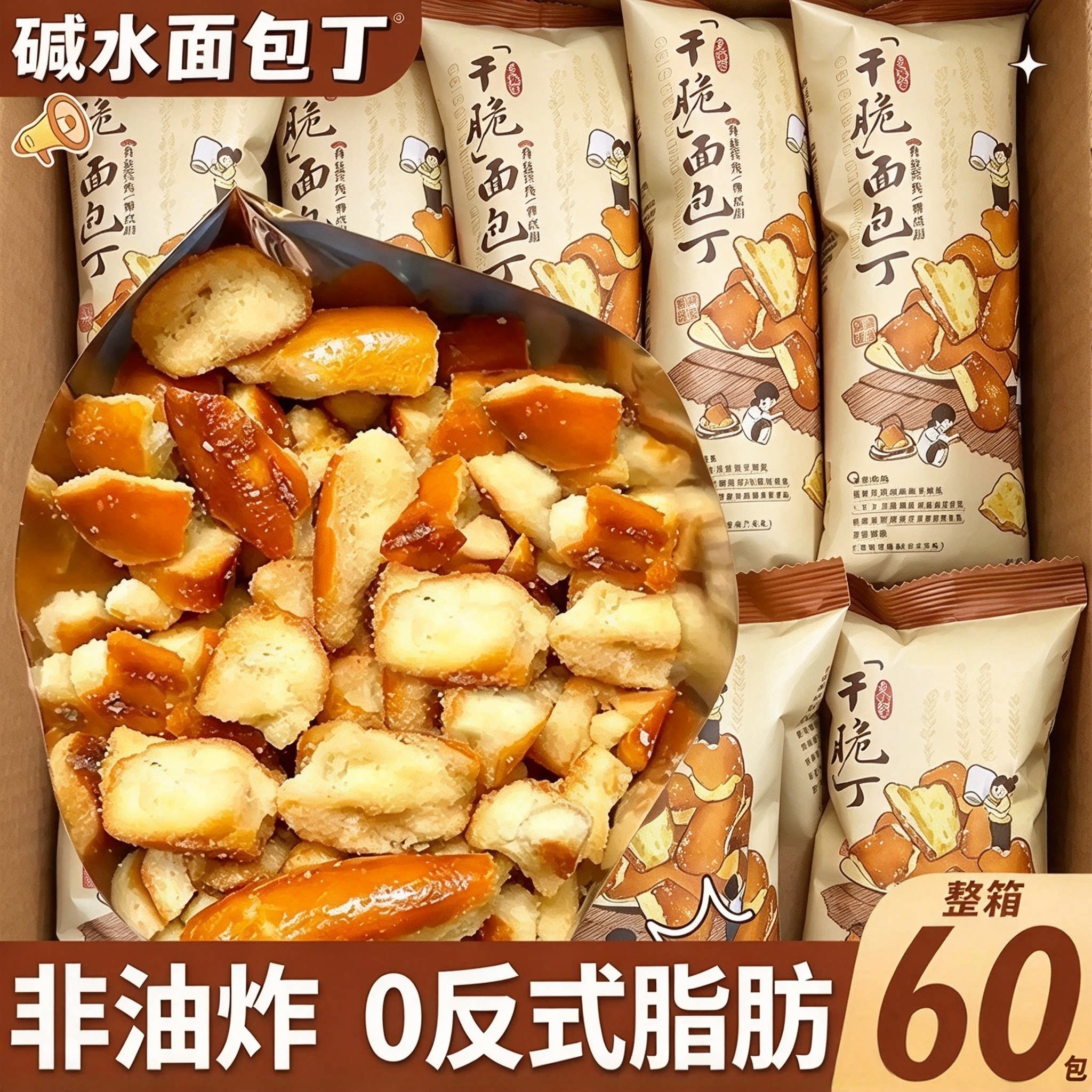 非油炸!海盐焦糖碱水面包丁