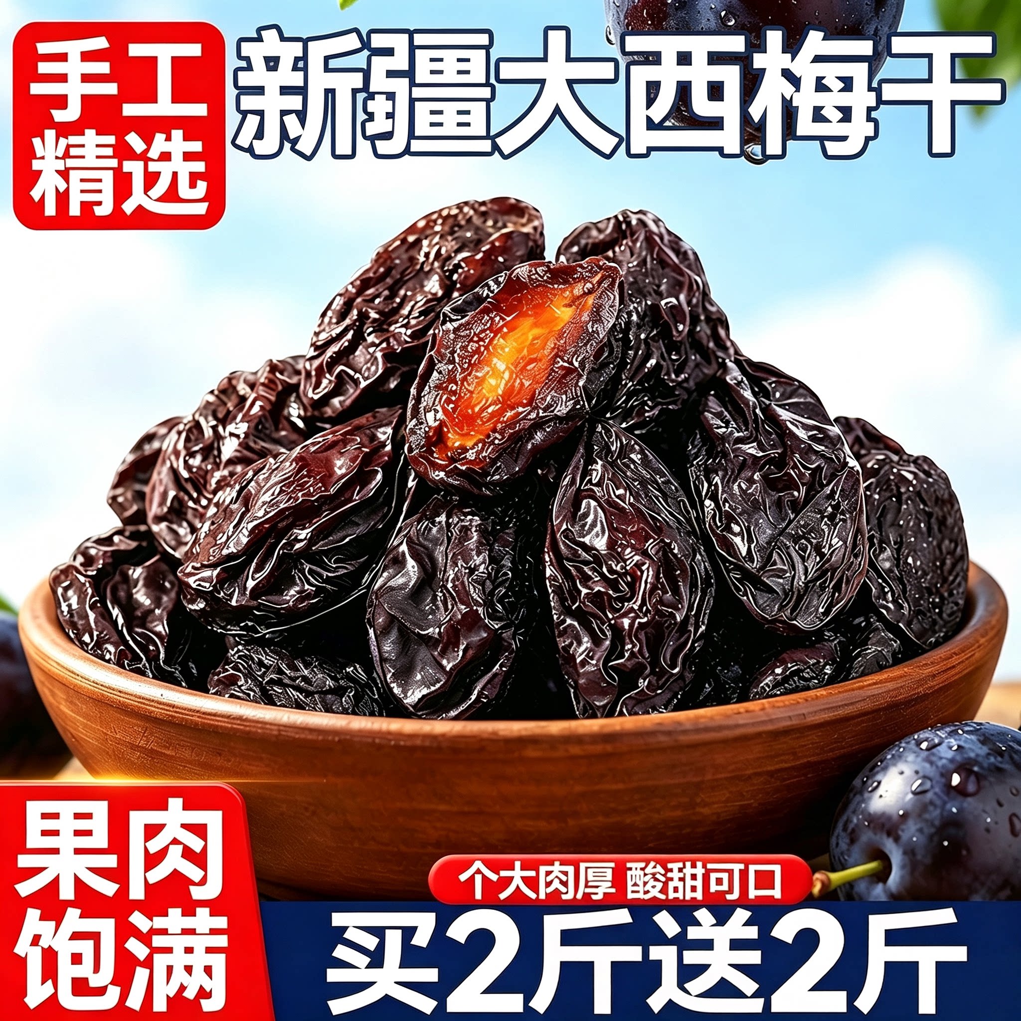 新疆特大西梅干低脂天然风干正零食果干西梅宗休闲办公宗解馋零食