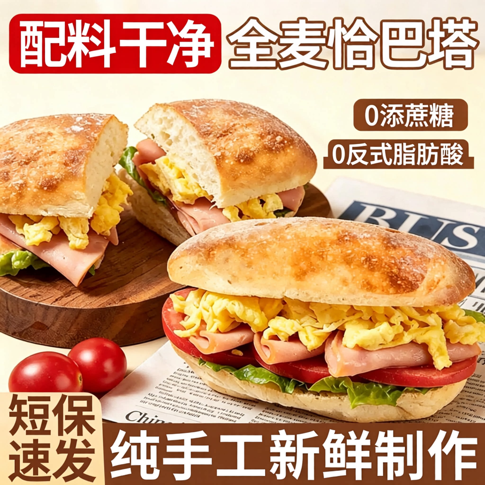 低脂肪!全麦恰巴塔面包