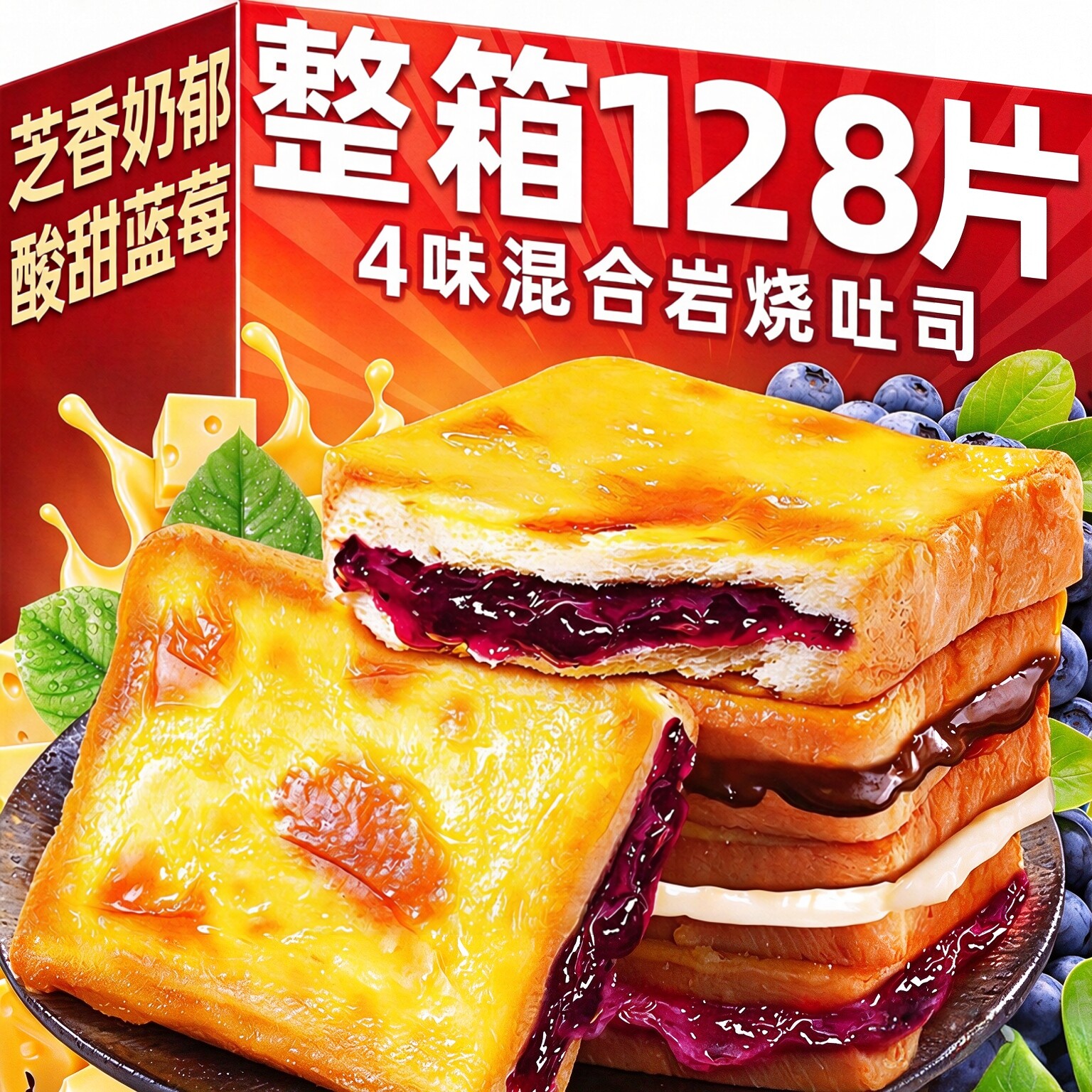 蓝莓岩烧吐司满满果酱多种口味