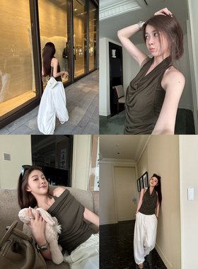 Here yaya shop 5.21 20:00淡人穿搭随意的时髦感两穿一字肩荡领t
